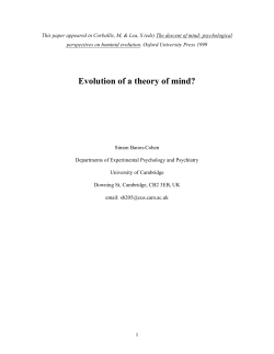 Evolution of a theory of mind? (PDF Available)