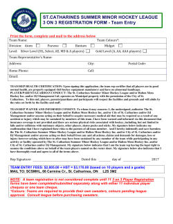 ST.CATHARINES SUMMER MINOR HOCKEY LEAGUE 3 ON 3