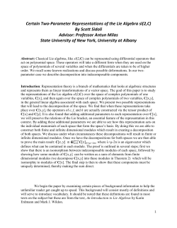 Certain Two-Parameter Representations of the Lie Algebra sl(2,C)