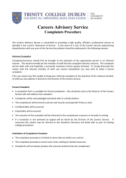 formal complaints procedure - Trinity College Dublin, The University
