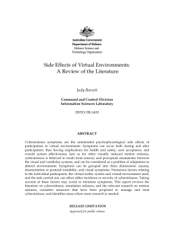 Side Effects of Virtual Environments: A review of