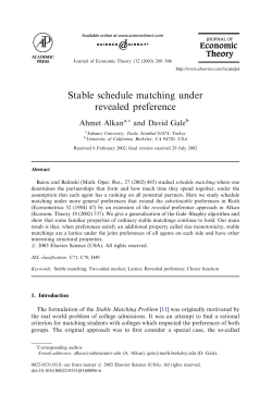 Stable schedule matching under revealed preference