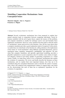 Modelling Cooperation Mechanisms: Some - GSADI