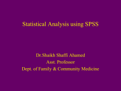 Statistical Analysis using SPSS