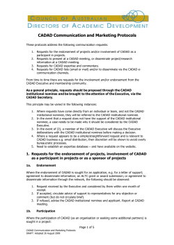 CADAD protocols - Council of Australian Directors of Academic