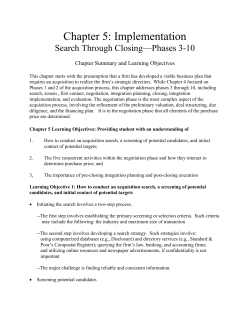 Chapter 5 Learning Objectives: Providing student with an