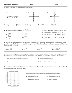 Algebra 1 STAAR Review Name: Date: 1. Which graph does not