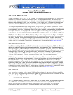 Nasdaq Liffe Markets, LLC Electronic Trading and Pre