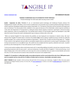 Tangible IP Announces Sale of Automotive Patent Portfolio