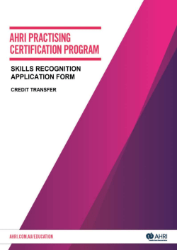 APC - Skills Recognition - CT - Australian Human Resources Institute