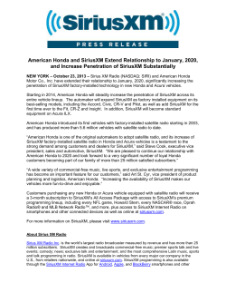 American Honda and SiriusXM Extend Relationship