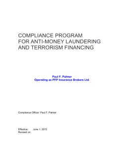 Anti-Money Laundering policy for PFP Insurance Brokers Ltd