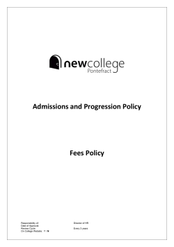 Admissions and Progression Policy