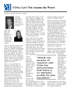 COAs: Let`s Not Assume the Worst