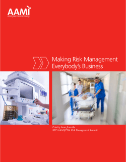 Making Risk Management Everybody`s Business: Priority Issues