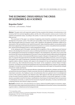the economic crisis versus the crisis of economics as a science