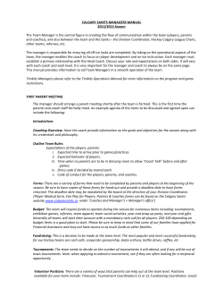 CALGARY SAINTS MANAGERS MANUAL 2013/2014 Season The