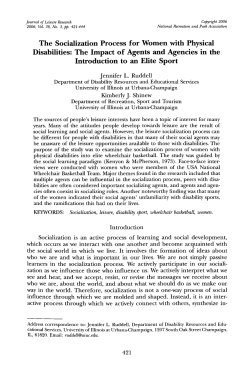 The Socialization Process for Women with Physical Disabilities: The