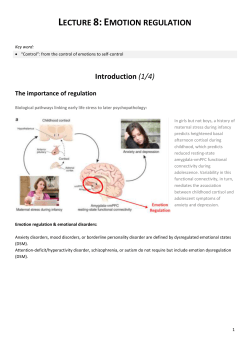 Lecture 8: Emotion regulation