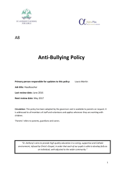 Anti-bullying policy - St Anthony`s School for Girls