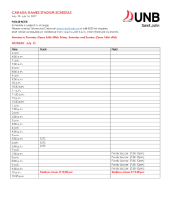 CANADA GAMES STADIUM SCHEDULE
