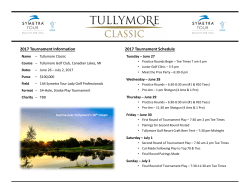 2017 Tournament Information 2017 Tournament Schedule