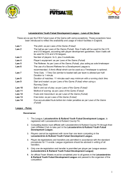 Rules Leicestershire Youth Futsal Development