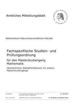 Fachspezifische Studien- und Pr&uuml;fungsordnung