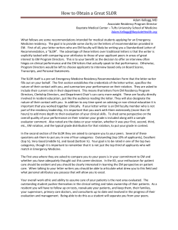 How to Obtain a Great SLOR