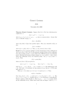Gauss`s Lemma