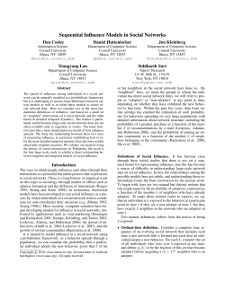 Sequential Influence Models in Social Networks