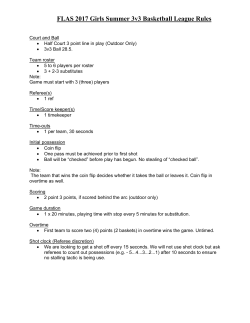 FLAS 2017 Girls Summer 3v3 Basketball League Rules