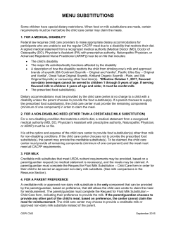 Menu Substitution Guidance