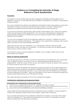 Guidance on Completing the University of Otago Reference Check
