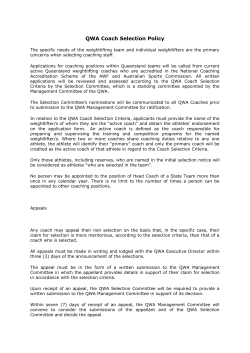 QWA Coach Selection Policy - Queensland Weightlifting Association