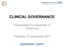 clinical governance - Birmingham and Solihull Mental Health NHS