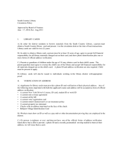 South Country Library Circulation Policy Approved by Board of
