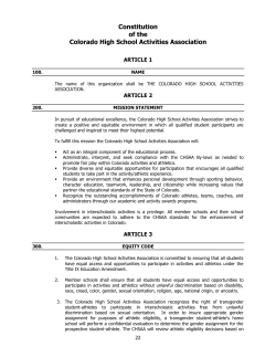 Constitution of the Colorado High School Activities Association