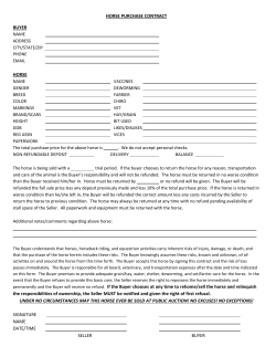 HORSE PURCHASE CONTRACT BUYER HORSE permanently and