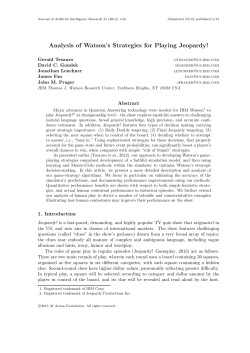 Analysis of Watson`s Strategies for Playing Jeopardy!