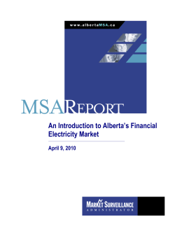 An Introduction to Alberta`s Financial Electricity Market