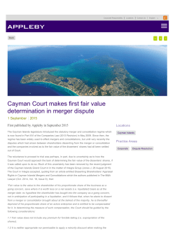 Cayman Court makes first fair value determination in