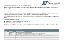 Sample Risk Assessment for Fitness Businesses