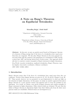 A Note on Bang`s Theorem on Equifacial Tetrahedra