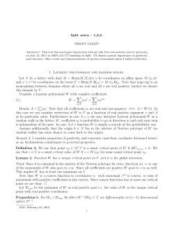 Split notes - 1,2,3. 1. Laurent polynomials and random walks. Let N