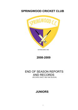 springwood cricket club 2008-2009 end of season reports and