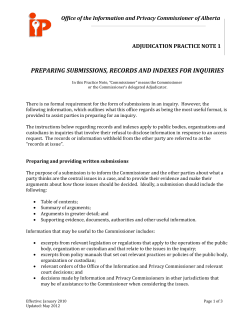Adjudication Practice Note 1 - Preparing Submissions, Records and