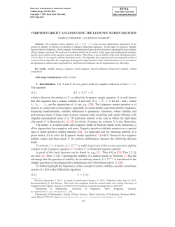 VERIFIED STABILITY ANALYSIS USING THE LYAPUNOV MATRIX