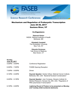 Mechanism and Regulation of Prokaryotic Transcription June 25