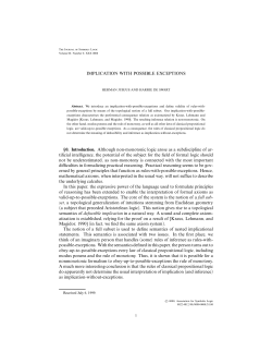 IMPLICATION WITH POSSIBLE EXCEPTIONS &sect;0. Introduction